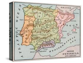 Map of the Iberian Peninsula in the 1400s-null-Stretched Canvas