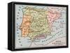 Map of the Iberian Peninsula in the 1400s-null-Framed Stretched Canvas