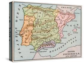 Map of the Iberian Peninsula in the 1400s-null-Stretched Canvas