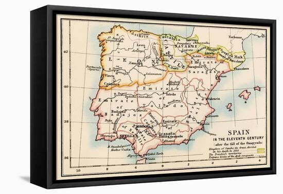 Map of the Iberian Peninsula Under the Moors, 11th Century-null-Framed Stretched Canvas