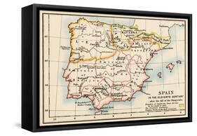 Map of the Iberian Peninsula Under the Moors, 11th Century-null-Framed Stretched Canvas