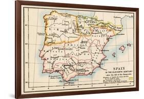 Map of the Iberian Peninsula Under the Moors, 11th Century-null-Framed Giclee Print