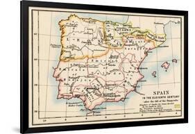 Map of the Iberian Peninsula Under the Moors, 11th Century-null-Framed Giclee Print