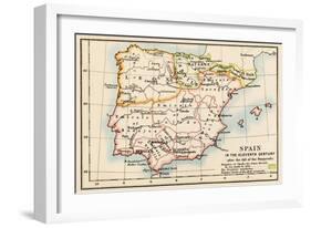 Map of the Iberian Peninsula Under the Moors, 11th Century-null-Framed Giclee Print