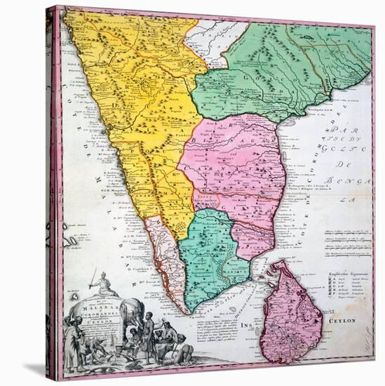 Map of the Indian Peninsula, 1733-null-Stretched Canvas