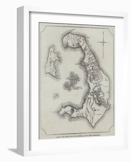 Map of the Island and Bay of Santorin, in the Greek Archipelago-null-Framed Giclee Print