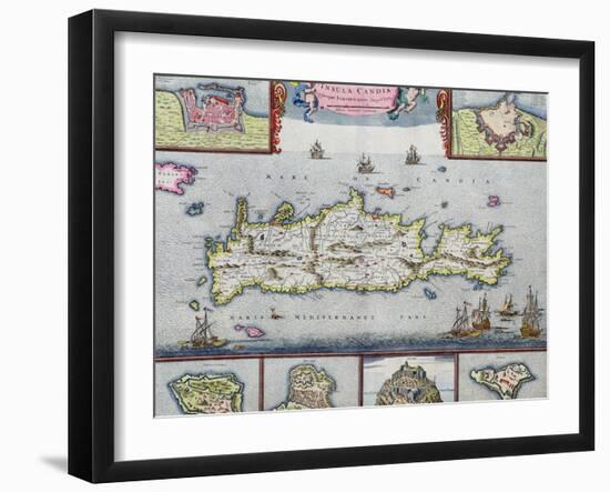 Map of the Island of Candia (Crete) with the Sea Port of Herakleion, circa 1680-Frederick de Wit-Framed Giclee Print