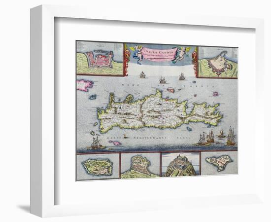 Map of the Island of Candia (Crete) with the Sea Port of Herakleion, circa 1680-Frederick de Wit-Framed Giclee Print