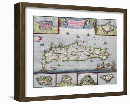 Map of the Island of Candia (Crete) with the Sea Port of Herakleion, circa 1680-Frederick de Wit-Framed Giclee Print