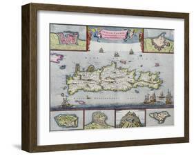 Map of the Island of Candia (Crete) with the Sea Port of Herakleion, circa 1680-Frederick de Wit-Framed Giclee Print