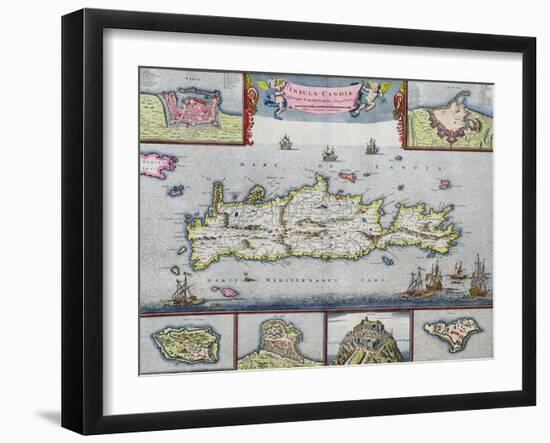 Map of the Island of Candia (Crete) with the Sea Port of Herakleion, circa 1680-Frederick de Wit-Framed Giclee Print