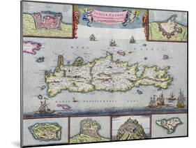 Map of the Island of Candia (Crete) with the Sea Port of Herakleion, circa 1680-Frederick de Wit-Mounted Giclee Print