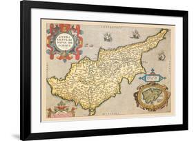 Map of the Island of Cyprus-Abraham Ortelius-Framed Premium Giclee Print