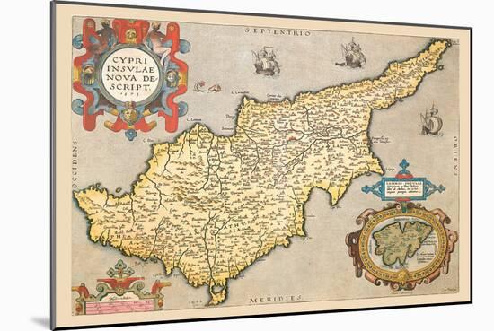 Map of the Island of Cyprus-Abraham Ortelius-Mounted Art Print