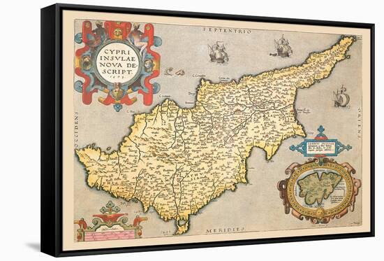 Map of the Island of Cyprus-Abraham Ortelius-Framed Stretched Canvas