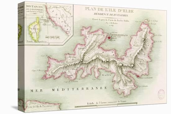 Map of the Island of Elba, 1814-Baron Louis Albert Bacler D'albe-Stretched Canvas