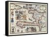 Map of the Island of Haiti, 1789-null-Framed Stretched Canvas