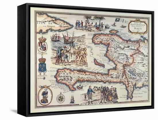 Map of the Island of Haiti, 1789-null-Framed Stretched Canvas