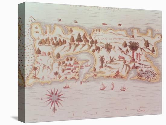 Map of the Island of Puerto Rico, 1599-Samuel de Champlain-Stretched Canvas