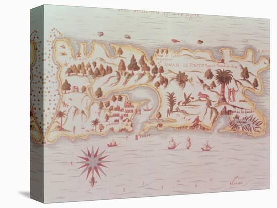 Map of the Island of Puerto Rico, 1599-Samuel de Champlain-Stretched Canvas