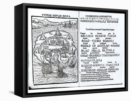 Map of the Island of Utopia and Its Alphabet-null-Framed Stretched Canvas