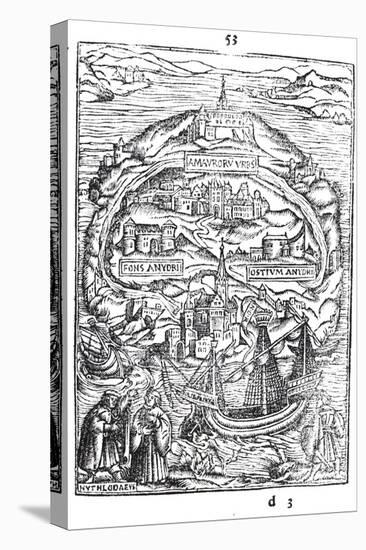 Map of the Island of Utopia, Book Frontispiece, 1563-null-Stretched Canvas