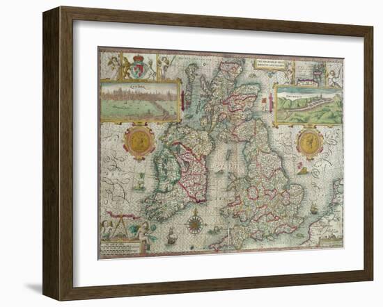 Map of the Kingdom of Great Britain and Ireland, 1610-Jodocus Hondius-Framed Giclee Print