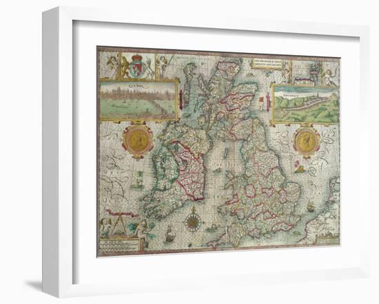 Map of the Kingdom of Great Britain and Ireland, 1610-Jodocus Hondius-Framed Giclee Print