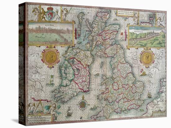 Map of the Kingdom of Great Britain and Ireland, 1610-Jodocus Hondius-Stretched Canvas