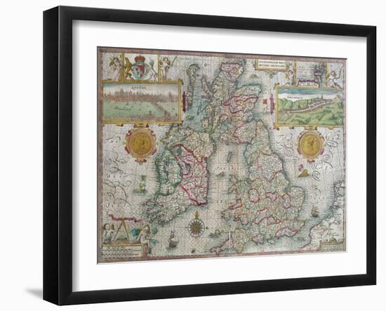 Map of the Kingdom of Great Britain and Ireland, 1610-Jodocus Hondius-Framed Giclee Print