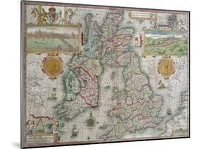 Map of the Kingdom of Great Britain and Ireland, 1610-Jodocus Hondius-Mounted Giclee Print