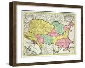 Map of the Kingdom of Hungary and States United to Its Crown, Pub. by J.B.Elwe, Amsterdam, 1742-null-Framed Giclee Print