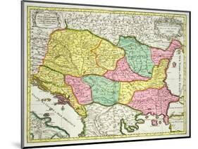 Map of the Kingdom of Hungary and States United to Its Crown, Pub. by J.B.Elwe, Amsterdam, 1742-null-Mounted Giclee Print