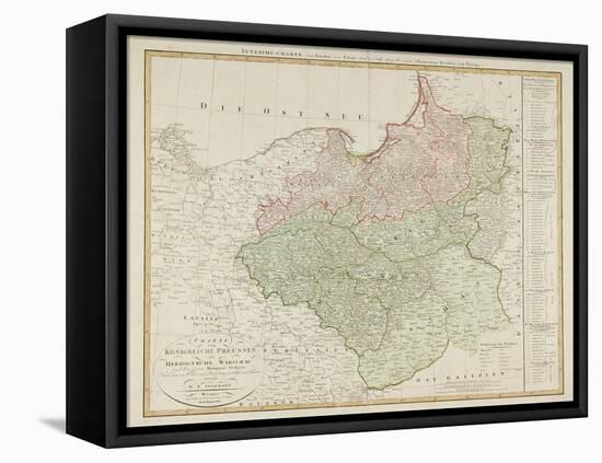 Map of the Kingdom of Prussia and the Duchy of Warsaw, 1810-Daniel Friedrich Sotzmann-Framed Stretched Canvas