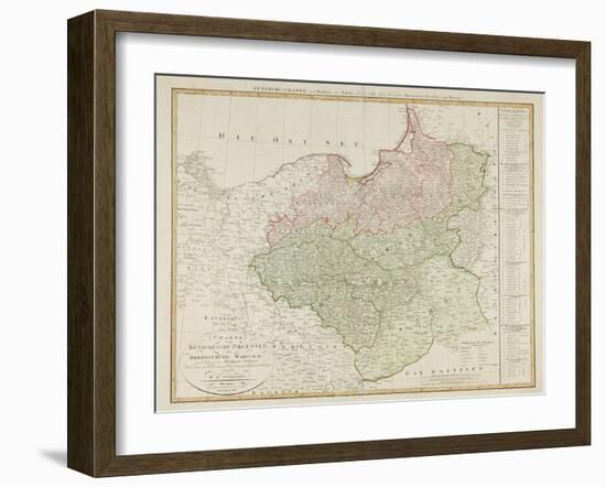 Map of the Kingdom of Prussia and the Duchy of Warsaw, 1810-Daniel Friedrich Sotzmann-Framed Giclee Print