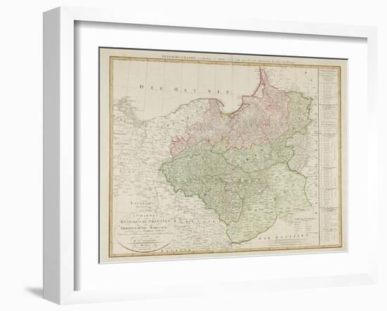 Map of the Kingdom of Prussia and the Duchy of Warsaw, 1810-Daniel Friedrich Sotzmann-Framed Giclee Print