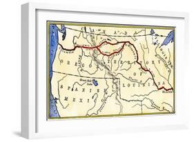 Map of the Lewis and Clark Route across Louisiana Territory, c.1804-1806-null-Framed Giclee Print