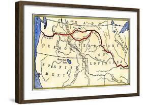 Map of the Lewis and Clark Route across Louisiana Territory, c.1804-1806-null-Framed Giclee Print