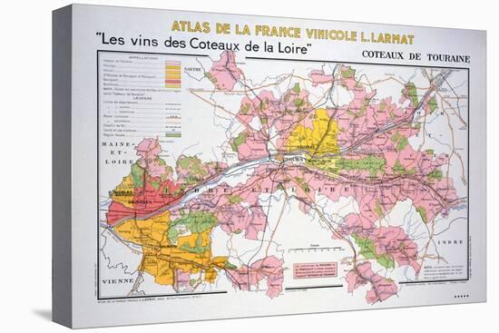 Map of the Loire Region: Coteaux De Touraine-null-Stretched Canvas