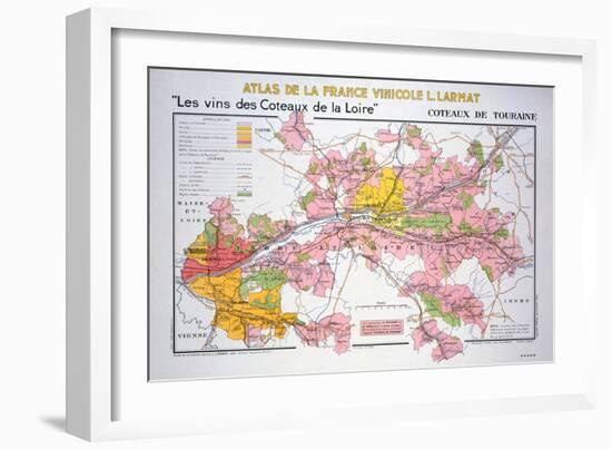 Map of the Loire Region: Coteaux De Touraine-null-Framed Giclee Print