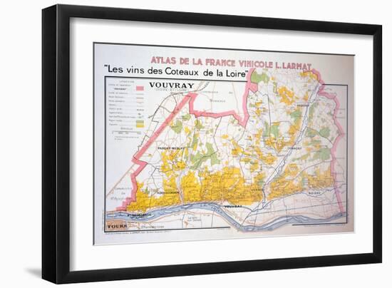 Map of the Loire Region: Vouvray-null-Framed Giclee Print