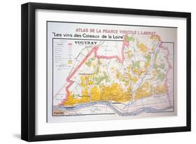 Map of the Loire Region: Vouvray-null-Framed Giclee Print