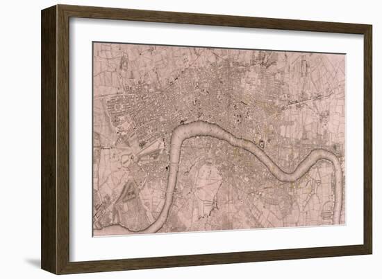 Map of the London Showing Civil War Fortifications, 1749-Isaac Basire-Framed Giclee Print