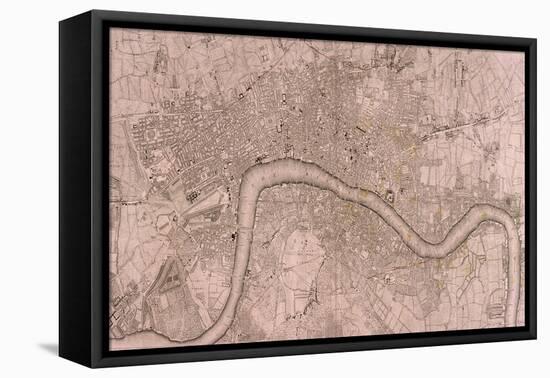 Map of the London Showing Civil War Fortifications, 1749-Isaac Basire-Framed Stretched Canvas