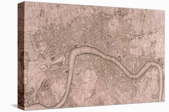 Map of the London Showing Civil War Fortifications, 1749-Isaac Basire-Stretched Canvas