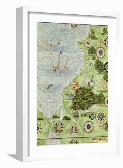 Map of the Magellan Straits, from "Cosmographie Universelle", 1555-Guillaume Le Testu-Framed Giclee Print