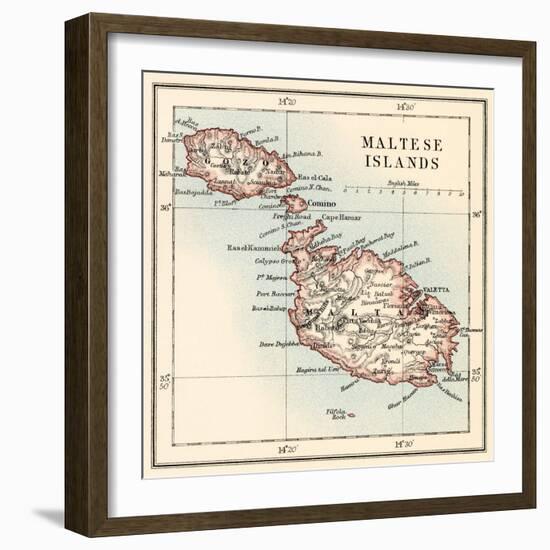 Map of the Maltese Islands, 1870s-null-Framed Giclee Print