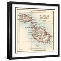 Map of the Maltese Islands, 1870s-null-Framed Giclee Print