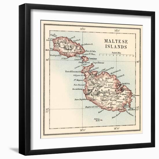 Map of the Maltese Islands, 1870s-null-Framed Giclee Print