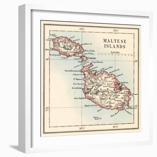 Map of the Maltese Islands, 1870s-null-Framed Giclee Print